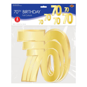 Bulk Foil  70  Birthday Cutouts (Case of 72) by Beistle