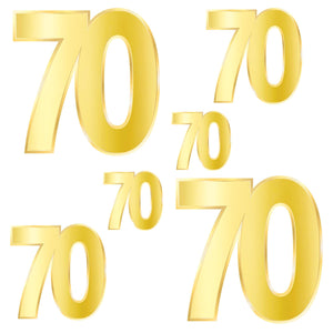 Foil 70th Birthday Party Cutouts - Bulk 72 Pack