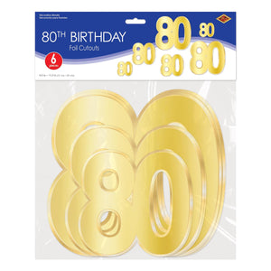 Bulk Foil  80  Birthday Cutouts (Case of 72) by Beistle