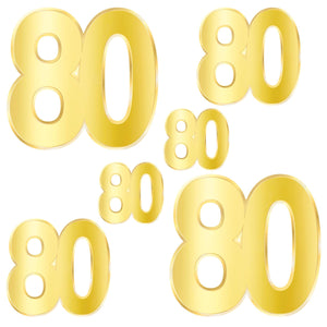 Foil 80th Birthday Party Cutouts - Bulk 72 Pack