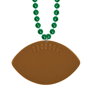 Bulk Green Bead Necklaces with Football Medallion (Case of 12) by Beistle