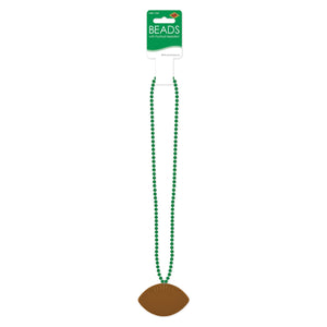 Bulk Green Bead Necklaces with Football Medallion (Case of 12) by Beistle