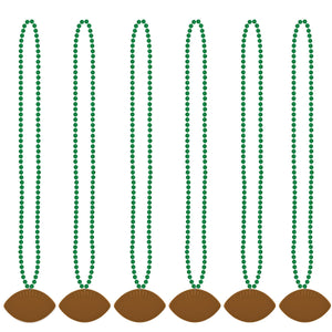 Bulk Green Bead Necklaces with Football Medallion (Case of 12) by Beistle