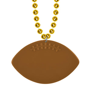 Bulk Gold Bead Necklaces with Football Medallion (Case of 12) by Beistle