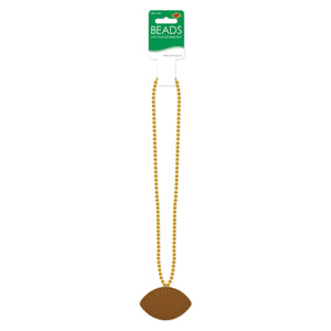 Bulk Gold Bead Necklaces with Football Medallion (Case of 12) by Beistle