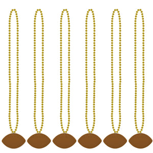 Bulk Gold Bead Necklaces with Football Medallion (Case of 12) by Beistle