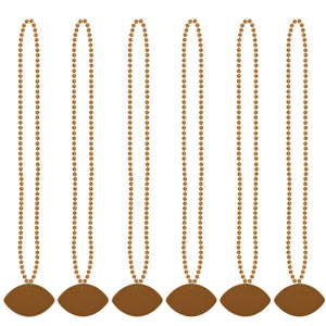 Bulk Orange Bead Necklaces with Football Medallion (Case of 12) by Beistle