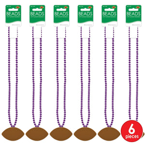 Bulk Purple Bead Necklaces with Football Medallion (Case of 12) by Beistle