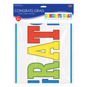 Bulk Plastic Jumbo Congrats Grad Yard Sign (6 Pkgs Per Case) by Beistle