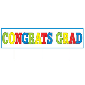 Plastic Jumbo Congrats Grad Graduation Party Yard Sign - Bulk 6 Pack