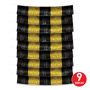 Black and Gold Metallic Party Fringe Garland Backdrop (12 Packages)