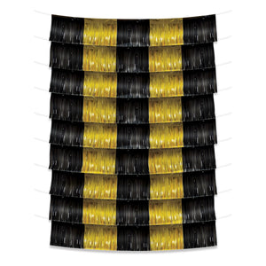 Black and Gold Metallic Party Fringe Garland Backdrop - Bulk 12 Pack