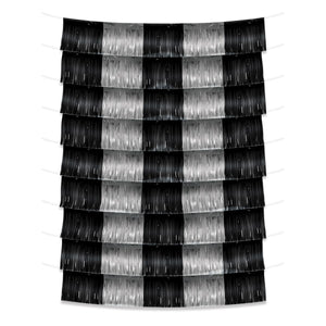 Black and Silver Metallic Party Fringe Garland Backdrop - Bulk 12 Pack