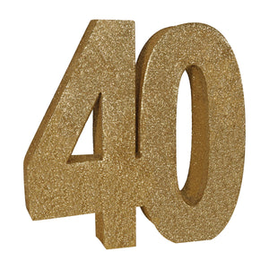 3-D Glittered 40th Birthday Party Centerpiece - Bulk 6 Pack