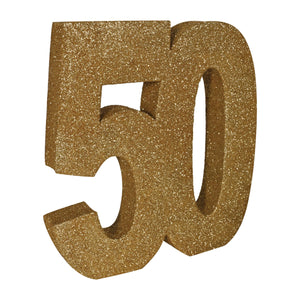 3-D Glittered 50th Birthday Party Centerpiece - Bulk 6 Pack