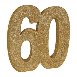 3-D Glittered 60th Birthday Party Centerpiece - Bulk 6 Pack