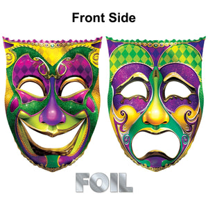 Bulk Mardi Gras Jumbo Foil Comedy & Tragedy Face Cutouts (12 Pkgs Per Case) by Beistle