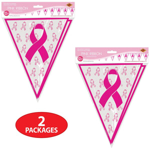 Pink Ribbon Pennant Banner