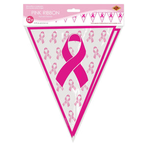 Pink Ribbon Pennant Banner