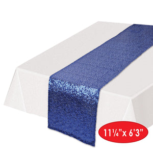 Bulk Sequined Table Runner - blue (Case of 12) by Beistle