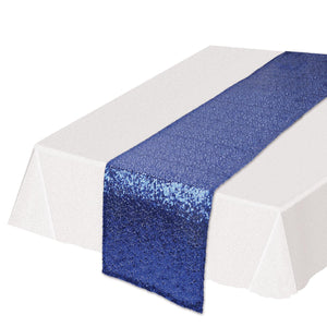 Sequined Party Table Runner - blue - Bulk 12 Pack