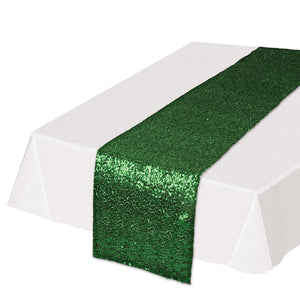 Sequined Party Table Runner - green - Bulk 12 Pack