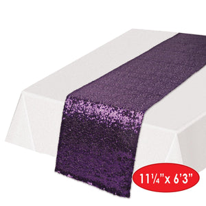 Bulk Sequined Table Runner - purple (Case of 12) by Beistle