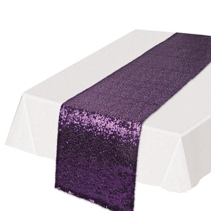 Sequined Party Table Runner - purple - Bulk 12 Pack