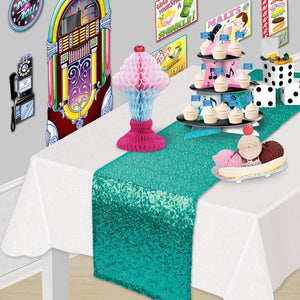 Bulk Sequined Table Runner - turquoise (Case of 12) by Beistle