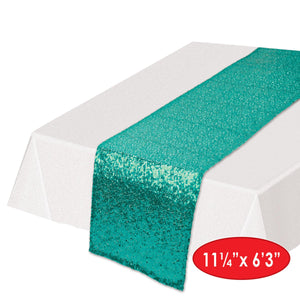 Bulk Sequined Table Runner - turquoise (Case of 12) by Beistle