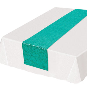 Sequined Party Table Runner - turquoise - Bulk 12 Pack