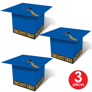 Grad Cap Favor Boxes, blue 