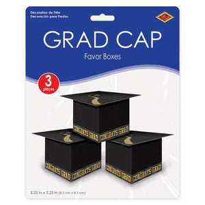 Grad Cap Favor Boxes, black 