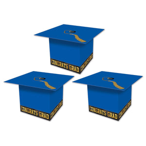 Grad Cap Graduation Party Favor Boxes - blue - Bulk 36 Pack