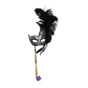 Bulk Feathered Mask with Stick (Case of 12) by Beistle