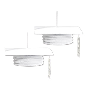 White Grad Cap Graduation Party Paper Lanterns - Bulk 24 Pack