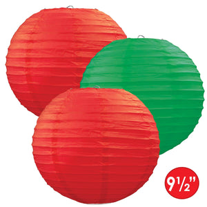 Red and Green Christmas Paper Lanterns