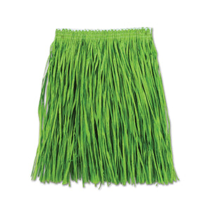 Luau Party Adult Mini Hula Skirt - green - Bulk 12 Pack