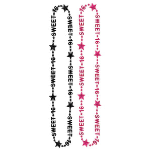 Sweet 16 Birthday Party Bead Necklaces - Bulk 24 Pack