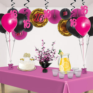 16 Gleam 'N Burst Centerpiece, black & cerise 