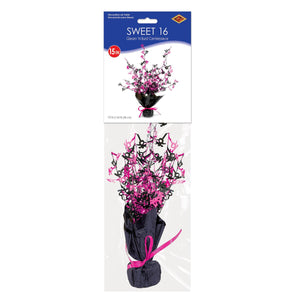 16 Gleam 'N Burst Centerpiece, black & cerise 