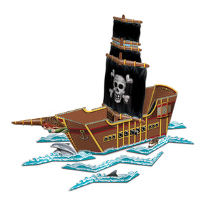 3-D Pirate Ship Party Centerpiece - Bulk 12 Pack