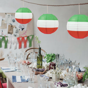 Red, White & Green Paper Lanterns 