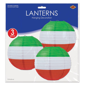 Red, White & Green Paper Lanterns 