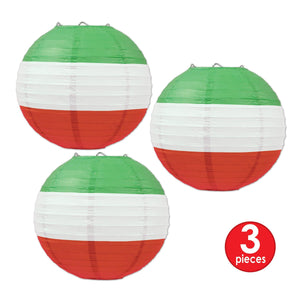 Red, White & Green Paper Lanterns 