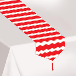 Printed Red/White Stripes Party Paper Table Runner - Bulk 12 Pack