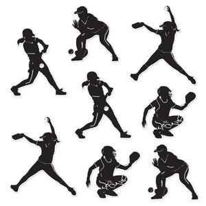 Softball Silhouettes, party supplies, decorations, The Beistle Company, Softball, Bulk, Sports Party Supplies, Softball Party Supplies