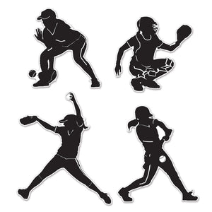 Softball Party Silhouettes - Bulk/48 Silhouettes