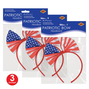 Patriotic Bow Headband, party supplies, decorations, The Beistle Company, Patriotic, Bulk, Holiday Party Supplies, 4th of July Political and Patriotic, 4th of July Stuff to Wear