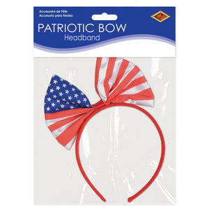 Patriotic Bow Headband, party supplies, decorations, The Beistle Company, Patriotic, Bulk, Holiday Party Supplies, 4th of July Political and Patriotic, 4th of July Stuff to Wear